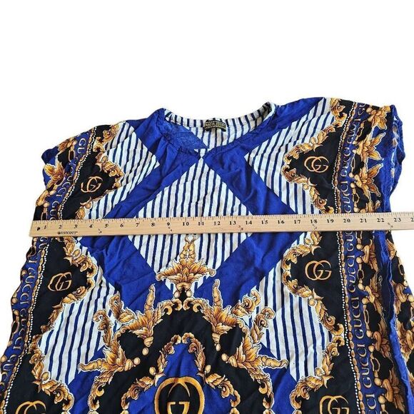 Batik Sumi blue yellow kaftan maxi dress fits M/L - Picture 5 of 7